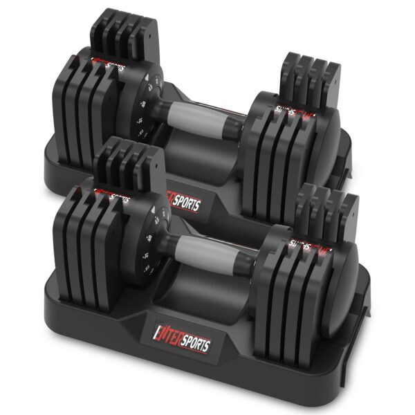 EnterSports 12 kg/18 kg, paar verstelbare ruimtebesparende halters, verstelbaar, met antislip handgreep, 5 gewichtsniveaus, goed voor thuis, kantoor, fitnessstudio, lichaamstraining - Image 3