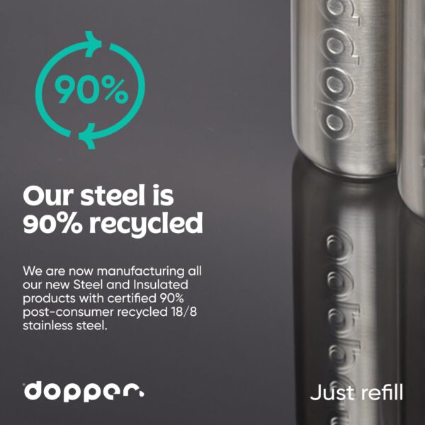 Dopper Steel Drinkfles 350ml, 490ml, 800ml, 1.1L - 18/8 Staal, Roestvrije Waterfles 1L - BPA-en ftalaatvrij - Ideaal voor Sport, Kantoor of in de Natuur - Image 4