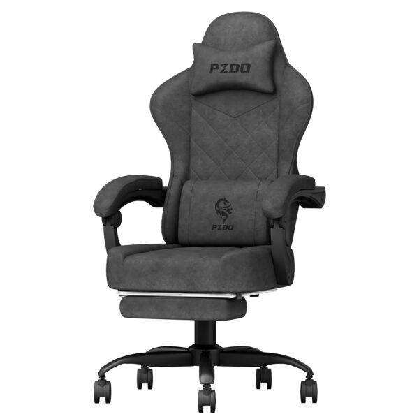 PZDO Gaming Chair, Gaming Chairs for Adults with Footrest, Lumbar Support, Fabric Computer Office Chair, High Back PC Chair Ergonomic Gamer Chair with Wide Cushion, Recliner, 300LBS, Teens, Black