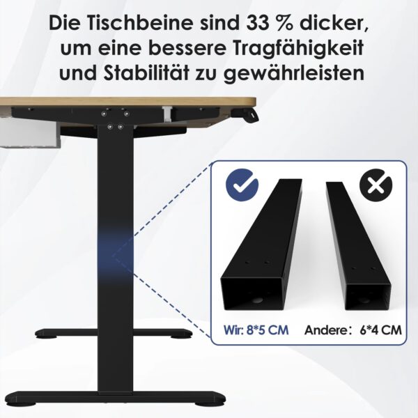 Homall, In hoogte verstelbare bureau, 160 x 80 cm, elektrisch in hoogte verstelbaar, met tafelblad in 4 delen, computerbureau met geheugenfunctie, zit-sta bureau - Image 6