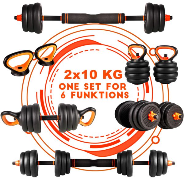 CCLIFE Halterset, 2-delig, korte halters, lange halters, verstelbaar, 20, 30, 40 kg, halterset, professionele dumbell met stalen verbindingsbuis, gewichten